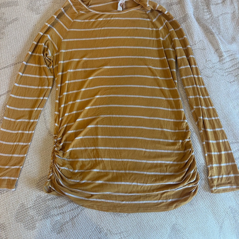 Source Unknown Mustard and White Striped Long-Sleeve Top